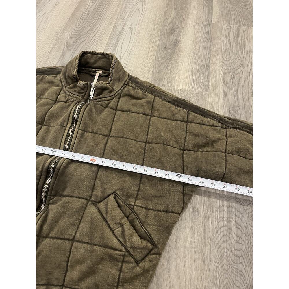 FREE PEOPLE Size Small DOLMAN SLEEVE QUILTED KNIT ZIP JACKET DUSTED MILITARY - Picture 7 of 8